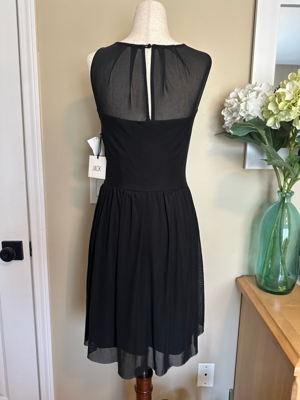 NWT Jack by BB Dakota Women's Eva Mesh Layer Pleated Sleeveless Black Dress XS - Picture 2 of 4